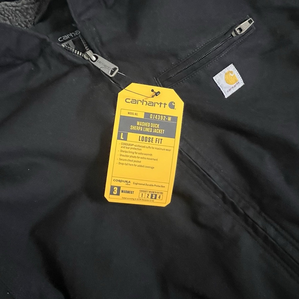 Carhartt Womens Size M Black Washed Duck Sherpa Lined Full Zip Jacket New - Picture 6 of 10
